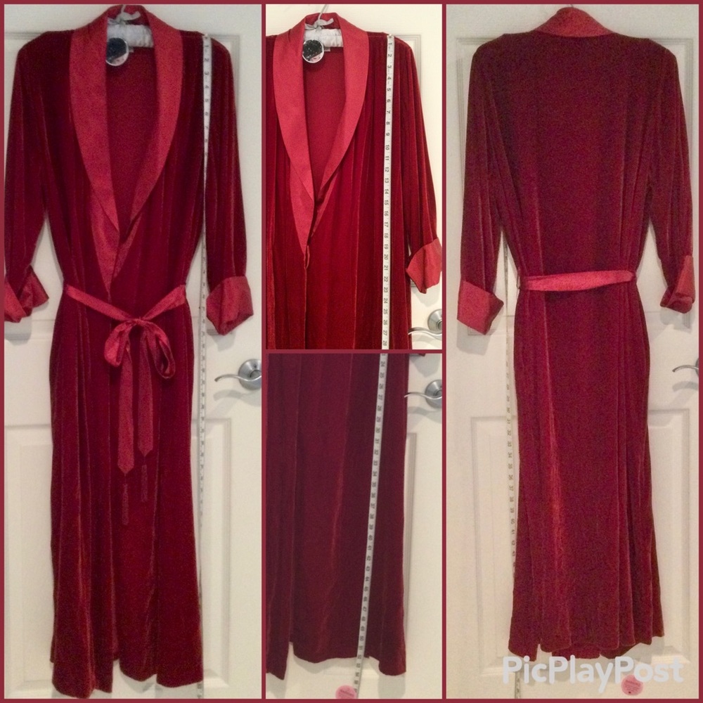 Nordstrom Intimates Long Red Velvet & Silk Robe. Lingerie & Ballerina Sleepers.